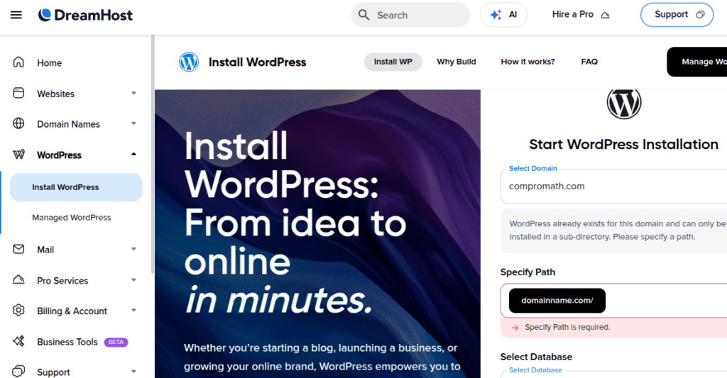 Install WordPress in One Click