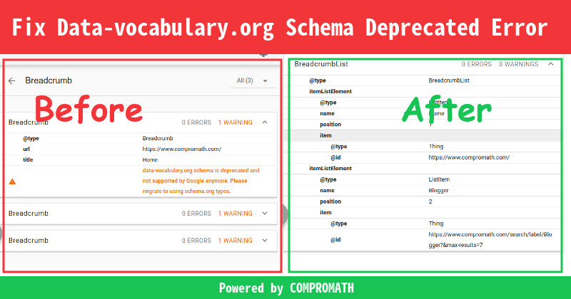 Fix Data-vocabulary.org Schema Deprecated Error in Blogger