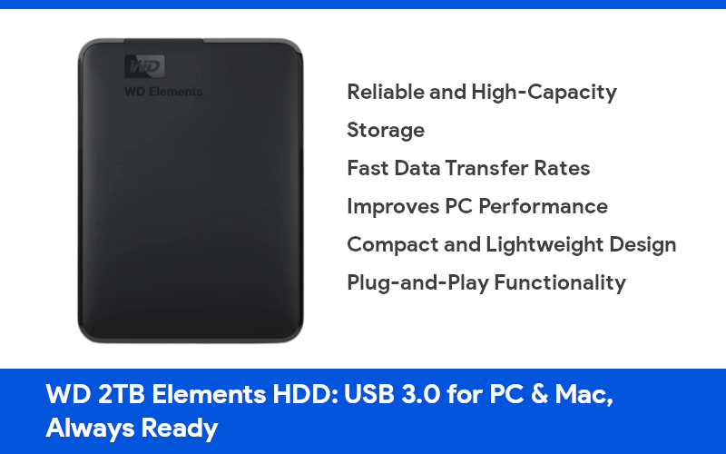 wd 2tb elements hdd: usb 3.0 for pc & mac, always ready