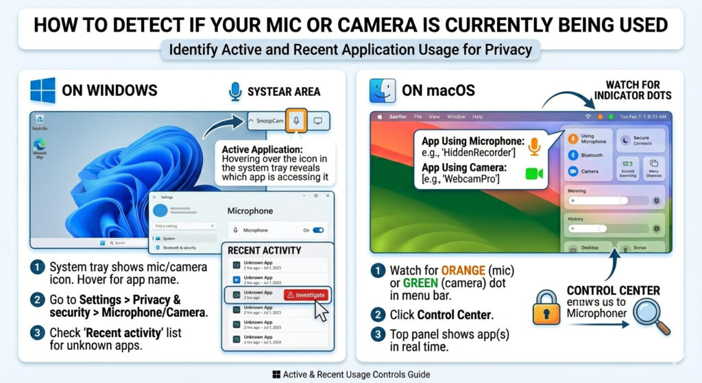 How to Block Mic and Camera Snooping on Laptop 4 How to detect if your mic or camera is currently being used