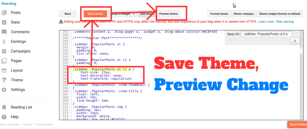 save blogger theme and preview