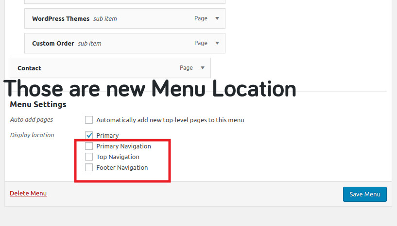 multiple menus location in wordpress