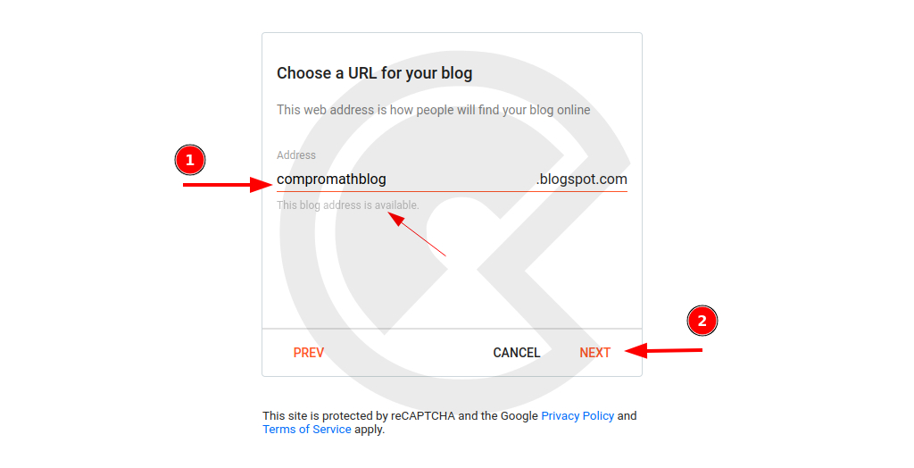 Choose Blog Address