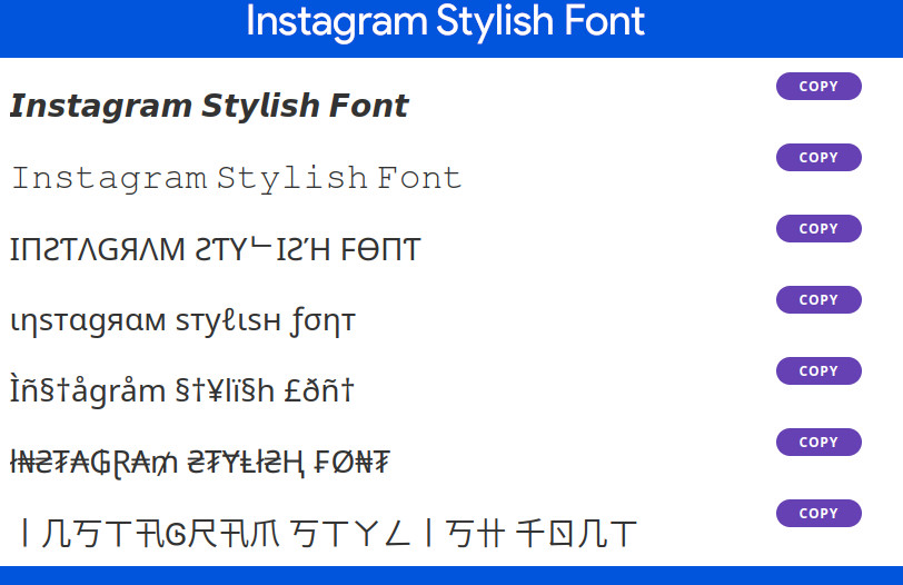 Instagram Stylish Font instagram stylish font
