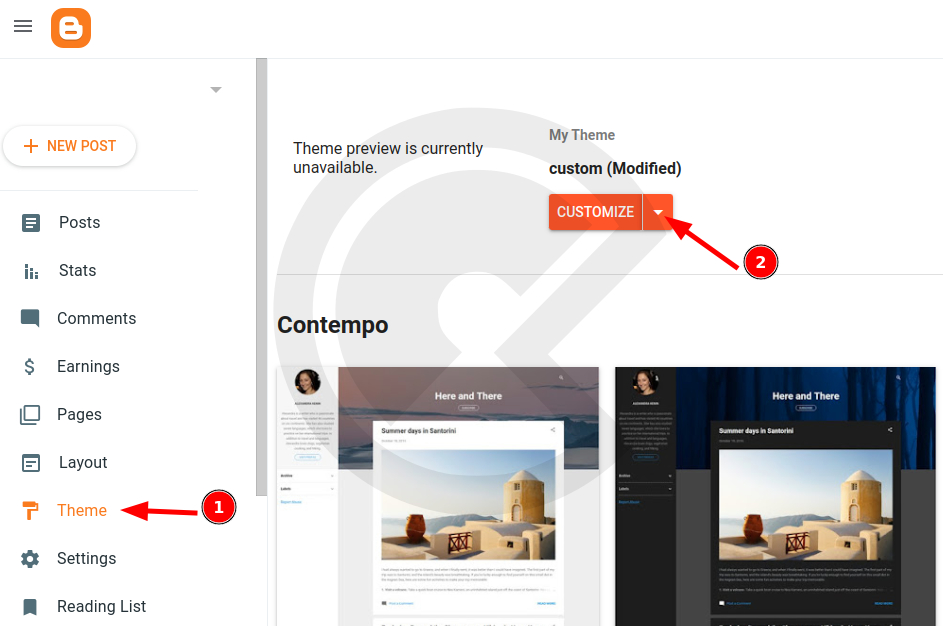 Back up Blogger theme