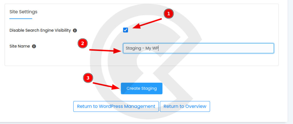 Create staging WordPress