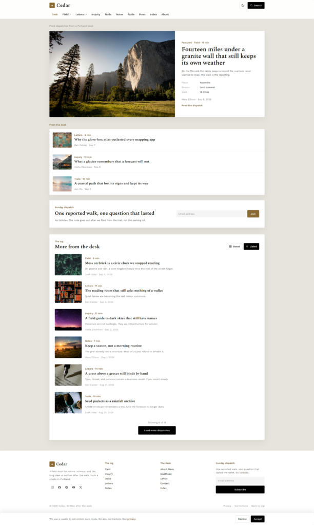 10+ Premium WordPress Themes for Blogs in 2026 8 Cedar WordPress theme