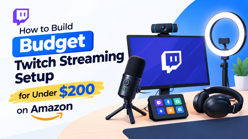 Budget Twitch streaming setup with microphone, webcam, ring light and stream deck